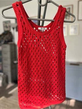 Madewell Himalayan Orange Crochet Tank Top